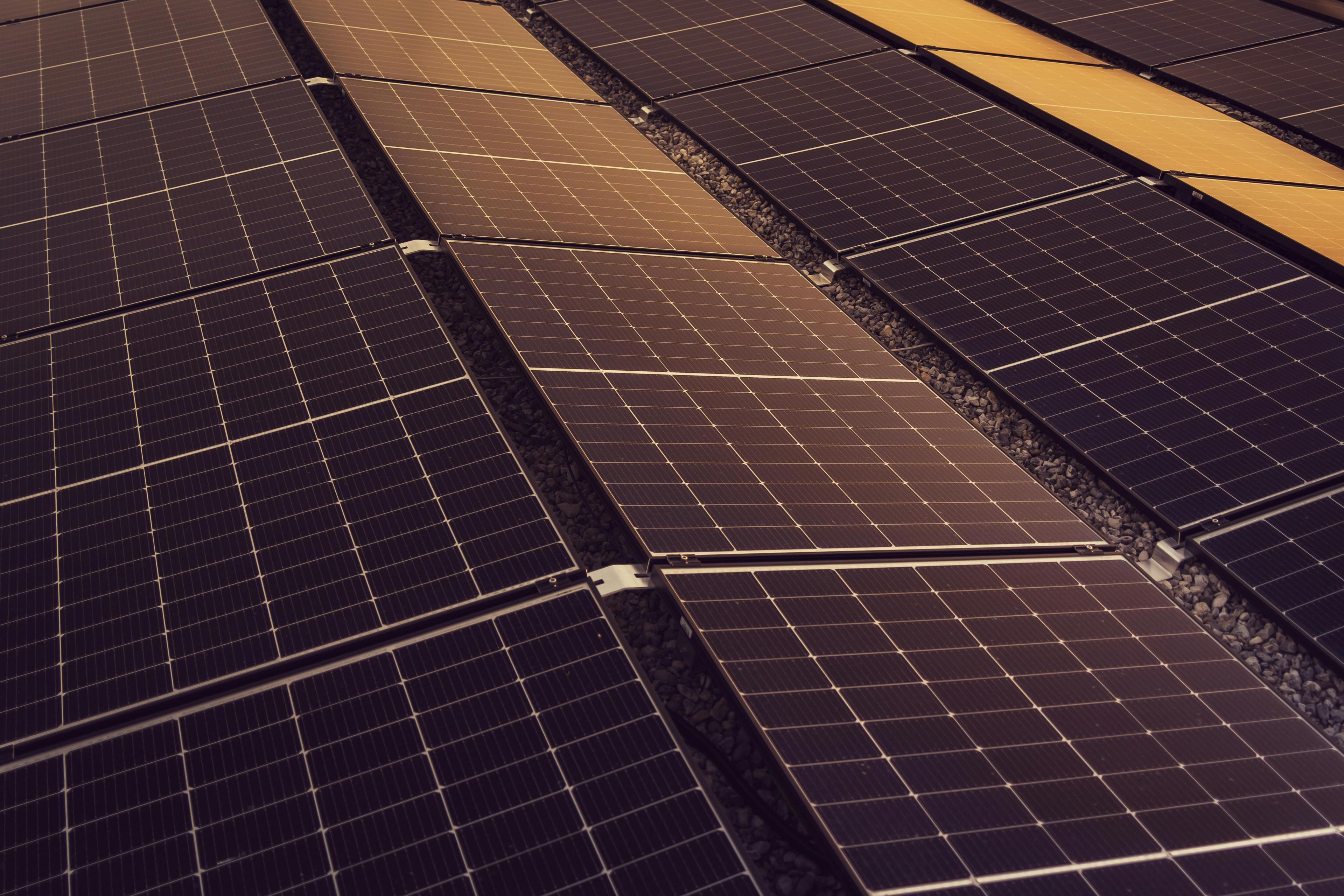 Commercial flat roof solar array render